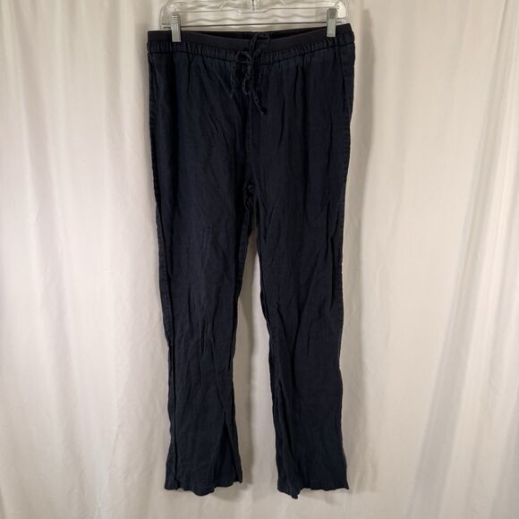Company Ellen Tracy 100% Linen Pants Women Small Blue Pull On Drawstring Pockets - Picture 1 of 12